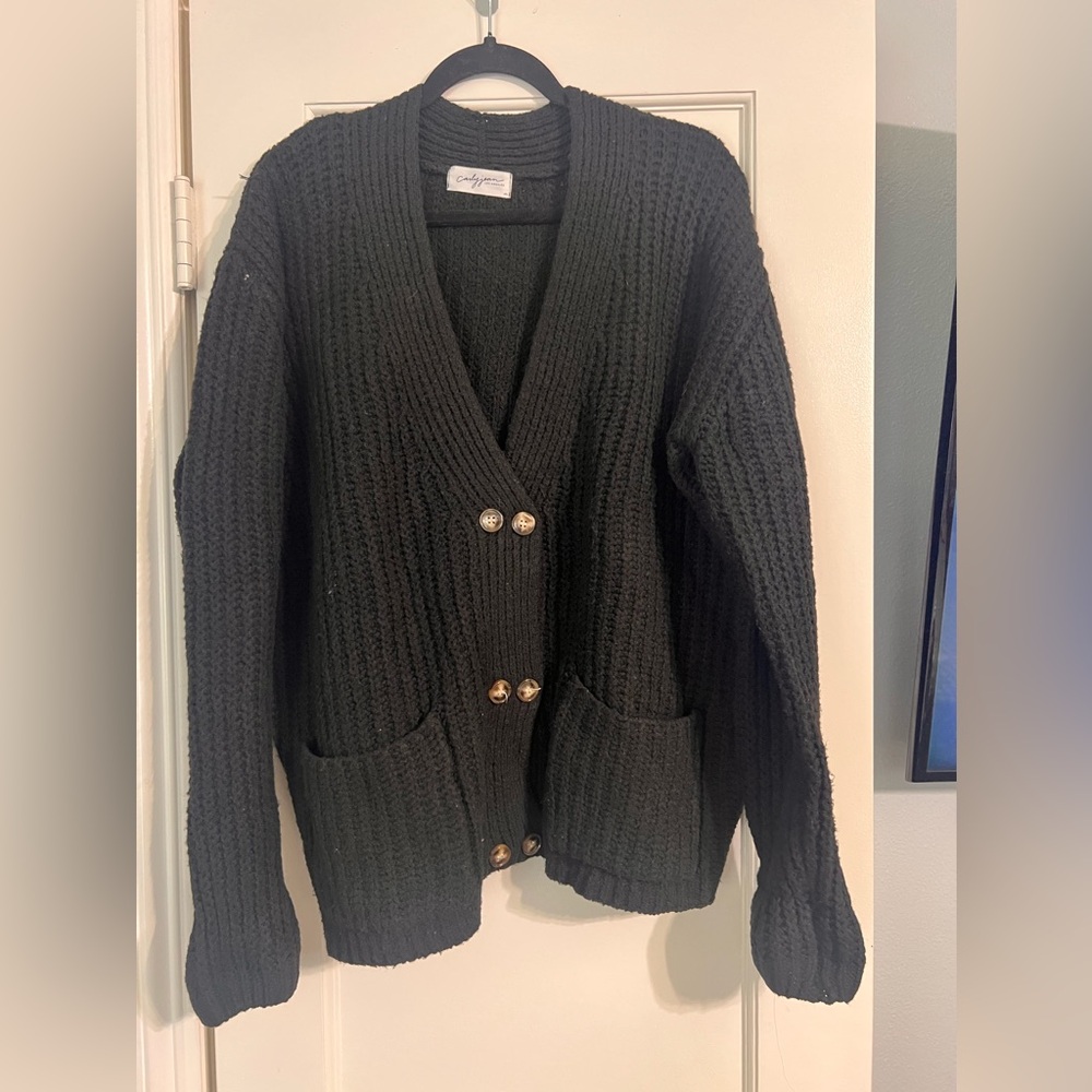 Carly Jean Los Angeles Black Cardigan Sweater
